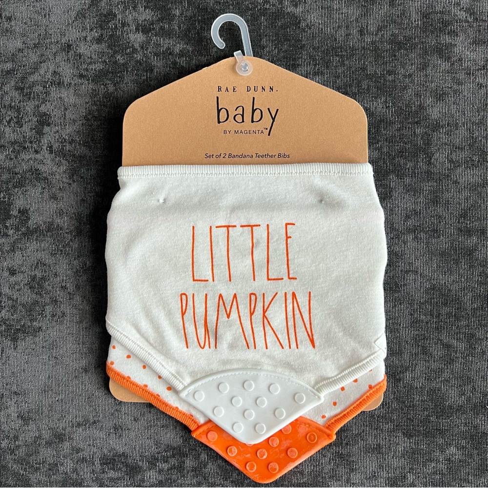 NWT Set of 2 Rae Dunn Halloween Bandana Teething Bibs